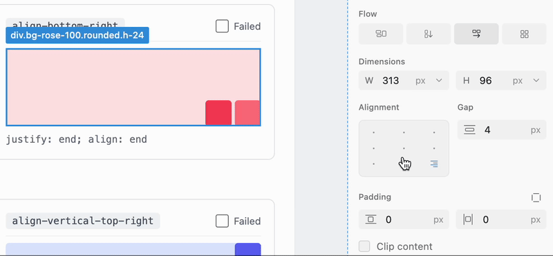 Alignment horizontal lies on every spot placed