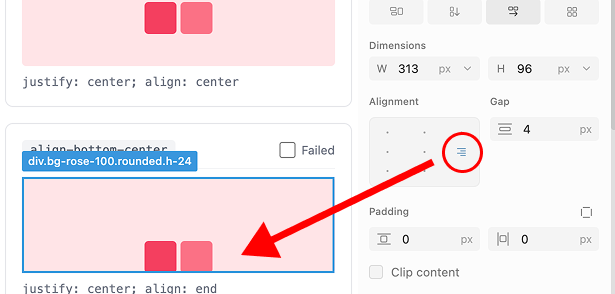 Wrong alignment detected - align bottom center