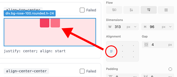 Wrong alignment detected - align top center