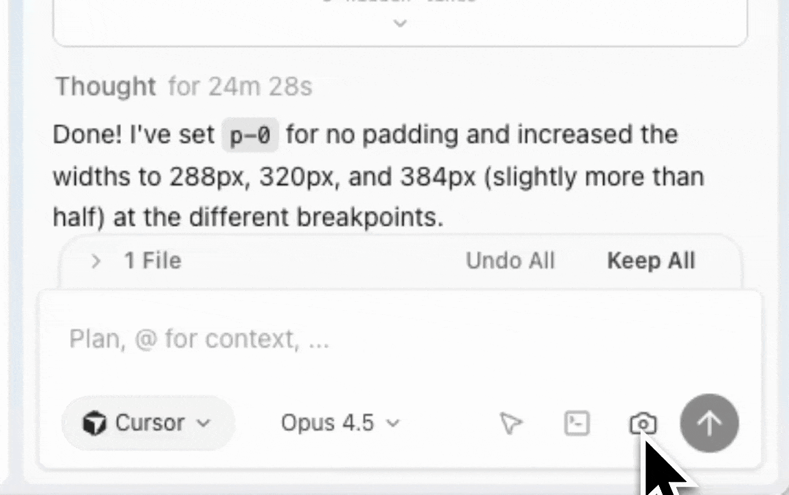 Inspector feature: Taking page-aware screenshots that snap to UI elements for AI context